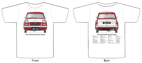 Triumph Herald Coupe 1961-64 T-shirt Front & Back